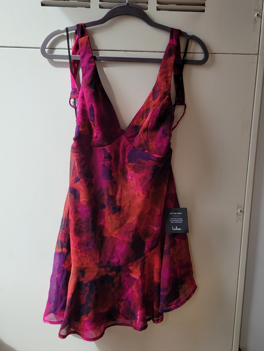 Lulu's Purple & Red Watercolor Mini Dress